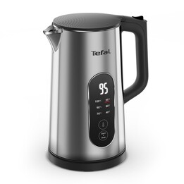 Chaleira elétrica Tefal Selection KI871DE0, 1,7 L, 1500 W, preta, em aço inoxidável.