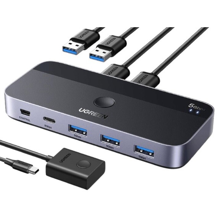 Conmutador USB 3.0 Ugreen CM662, 2×4 salidas, negro