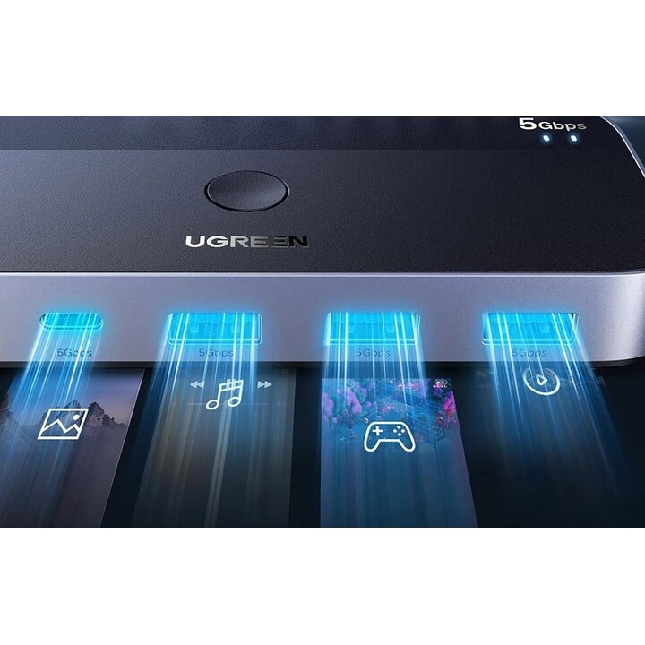 Commutateur USB 3.0 Ugreen CM662, 2×4 sorties, noir