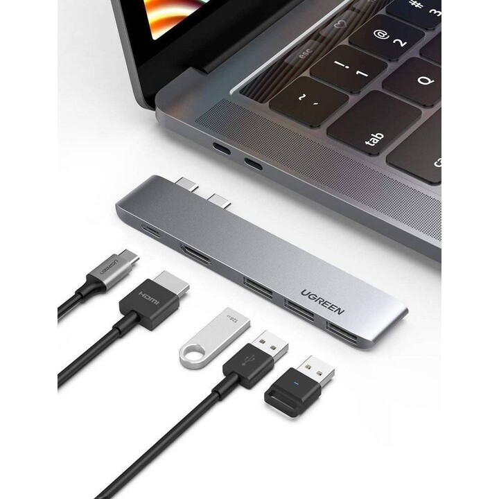 Ugreen 60559 base para portátil y replicador de puertos USB 3.2 Gen 1 (3.1 Gen 1) Type-C Plata