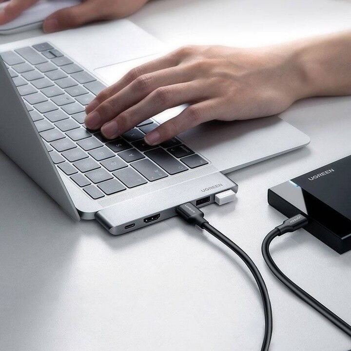 Ugreen 60559 base para portátil y replicador de puertos USB 3.2 Gen 1 (3.1 Gen 1) Type-C Plata