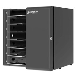 Manhattan 65W USB-C Desktop Charging Cabinet for 7 Laptops (up to 16"), Compatible with iPads, MacBooks and other devices