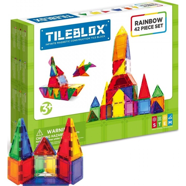 Magnetische Bausteine Tileblox Regenbogen-Set, 42-teilig