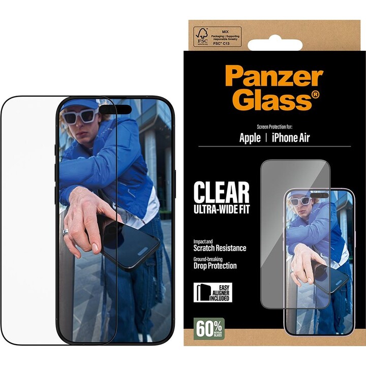 PanzerGlass Displayschutzfolie aus gehärtetem Glas, randlos, für Apple iPhone Air
