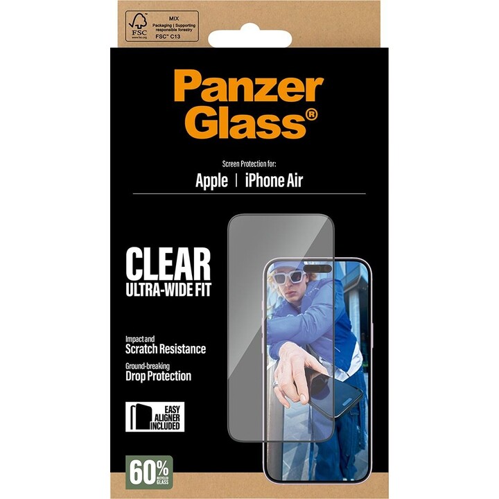 PanzerGlass Displayschutzfolie aus gehärtetem Glas, randlos, für Apple iPhone Air
