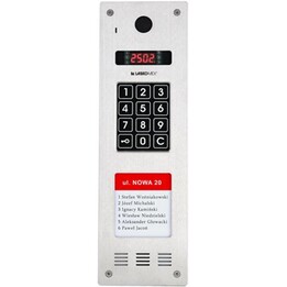 Laskomex CP-2533NR-040 Schmales vertikales Audiopanel, Edelstahl, mit RFID-Lesegerät und LÄNGERER Mieterliste (kompatibel mit KA