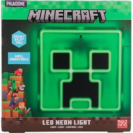 Lámpara de neón LED de Paladone PP14020MCFVN con diseño de Creeper de Minecraft, para colgar en la pared