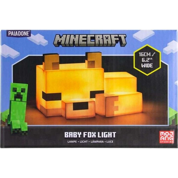 Paladone PP9472MCF Minecraft Fox Light 16 cm arancione/bianco a LED, alimentata a batteria