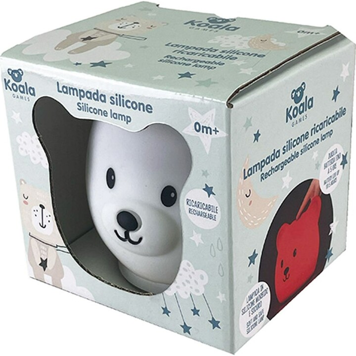 Lámpara de silicona recargable Koala Games G2535 con forma de oso, luz nocturna LED con conexión USB-C