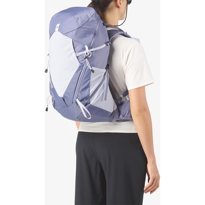 Sac à dos de randonnée Salomon Aerotrek 28 LC2857200 pour femme, motif « Heron », bleu cosmique et blanc, taille M-L