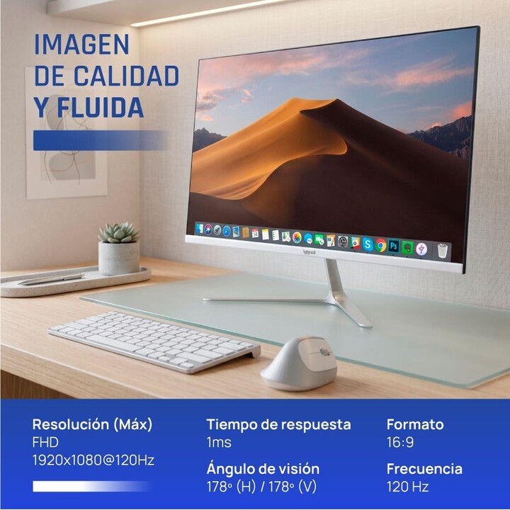 iggual ML24SW 24" FHD IPS 120Hz 1ms VGA HDMI 1.4 Blanco