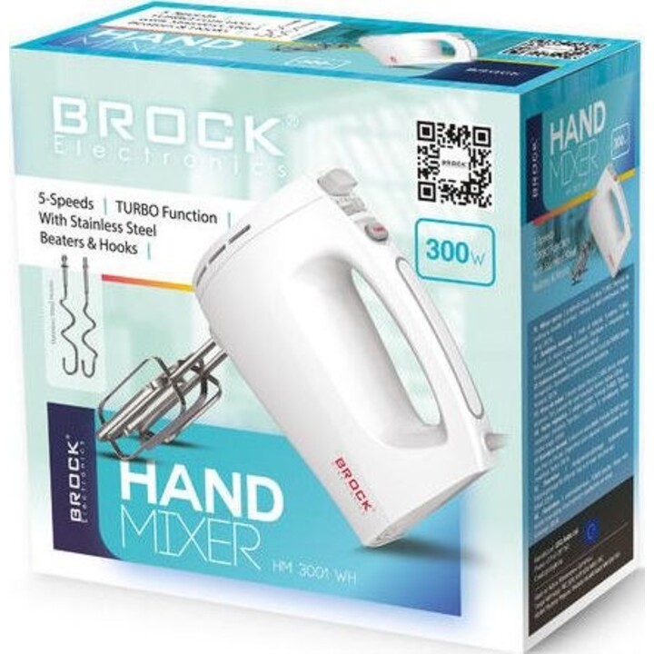 Batidora de mano Brock HM 3001 WH de 300 W, blanca