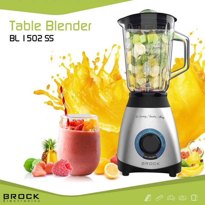 Brock BL 1502 SS Table Blender 500W, Steel/Black