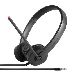 Fone de ouvido analógico estéreo Lenovo com fita preta 3,5 mm