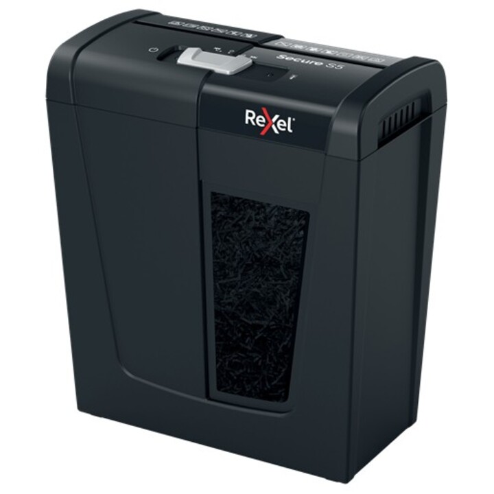 Rexel Secure S5, (P-2), 5 fogli, cestino da 10 litri, a strisce