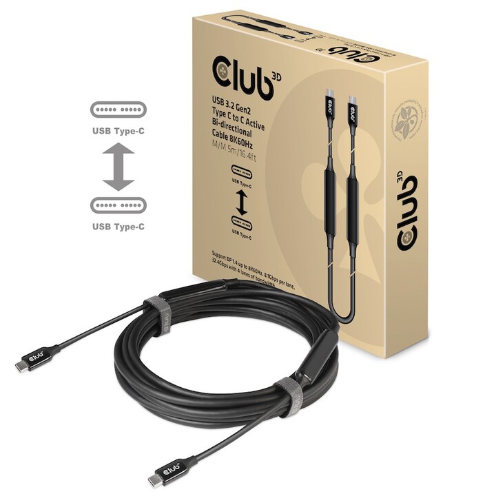 CLUB3D CAC-1535 Cabo USB 5 m USB 3.2 Gen 2 (3.1 Gen 2) USB C Preto
