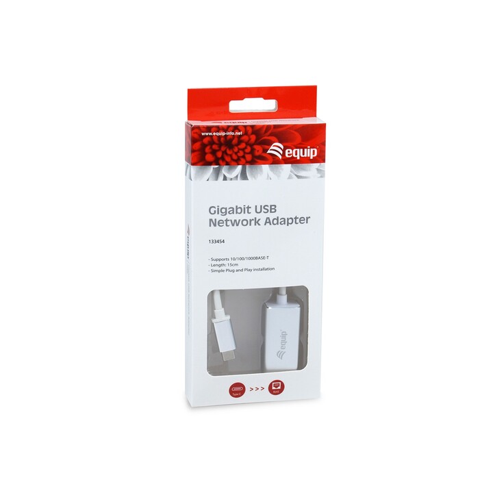 EQUIP 133454 USB-C to RJ45 Gigabit network adapter, white
