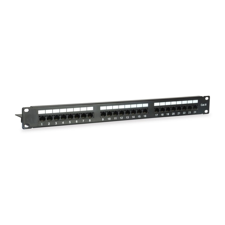 EQUIP Cat.6E panel de parcheo 24 puertos 1U negro