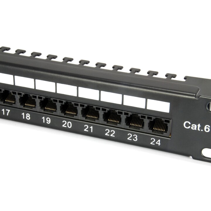 EQUIP Cat.6E panel de parcheo 24 puertos 1U negro