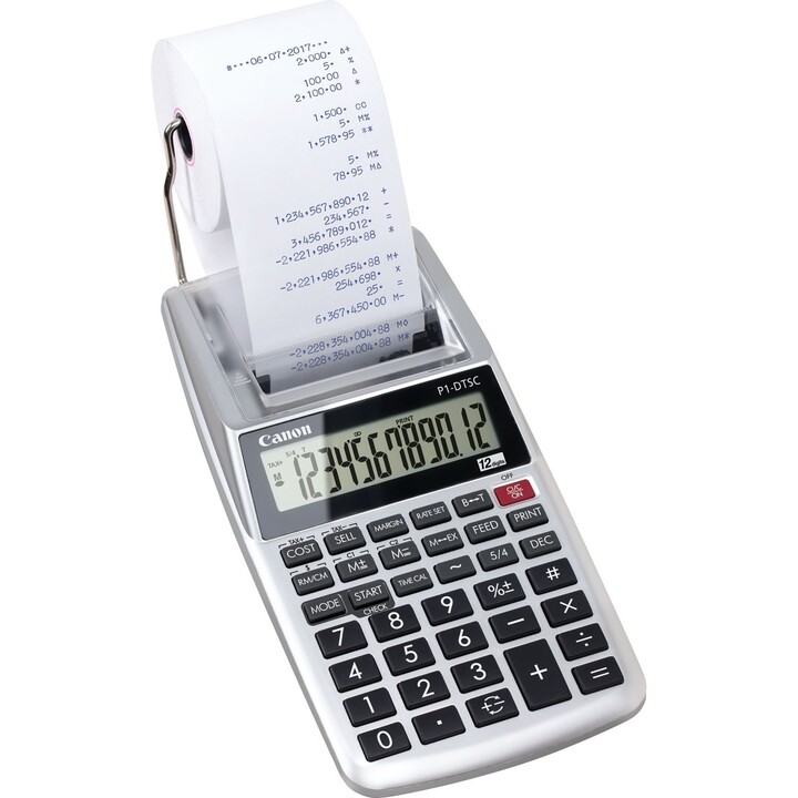 Calculatrice d'impression Canon P1-DTSC II Calculatrice de bureau 12 chiffres Couleur d'impression : Bleu