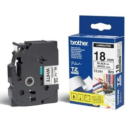 CINTA Brother TZ241 18MMX8M Blanco/BLACK