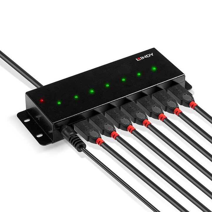 Lindy 42794 7-Port USB 2.0 Metall-Hub schwarz