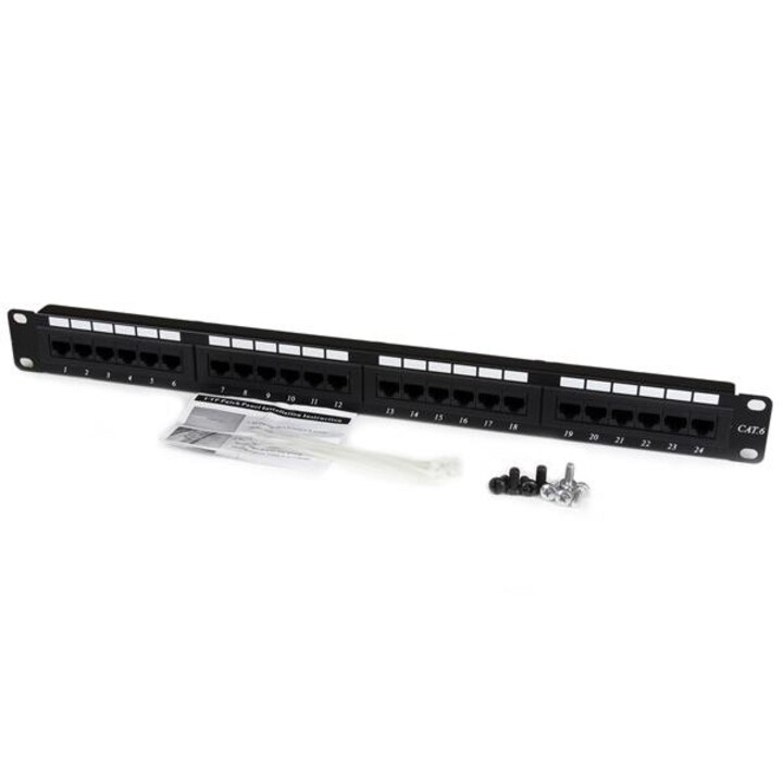 StarTech.com C6PANEL24 24-port Cat6 patch panel 1U black