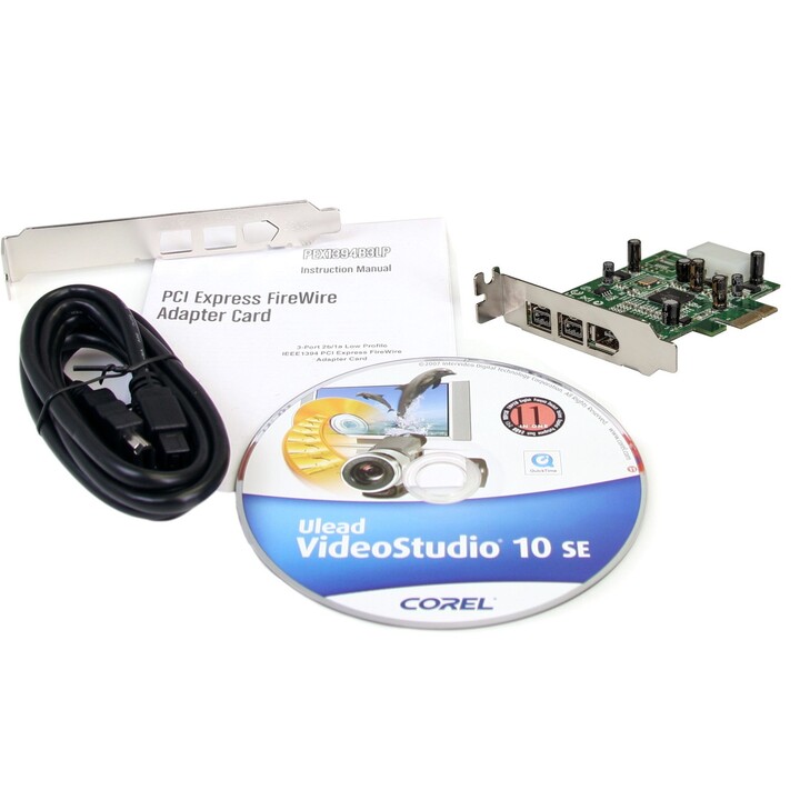 StarTech.com PEX1394B3LP FireWire-PCIe-Karte mit niedrigem Profil, 3 Ports