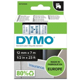 D1 - Dymo-Bänder 12 mm x 7 m blau/weiß