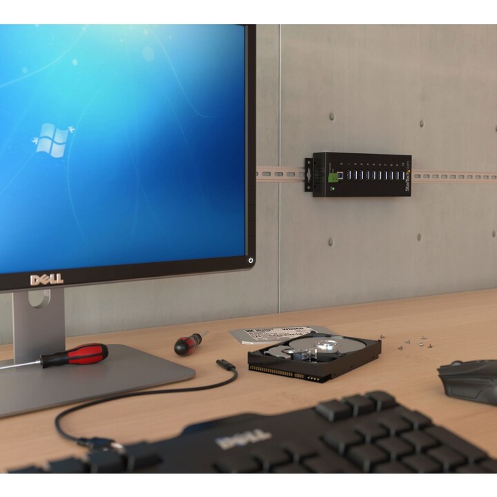 STARTECH ST1030USBM hub USB 3.0 industrial de 10 portas preto