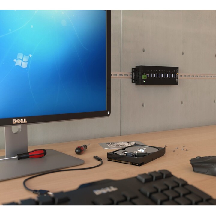 STARTECH ST1030USBM industrieller USB-3.0-Hub mit 10 Ports schwarz