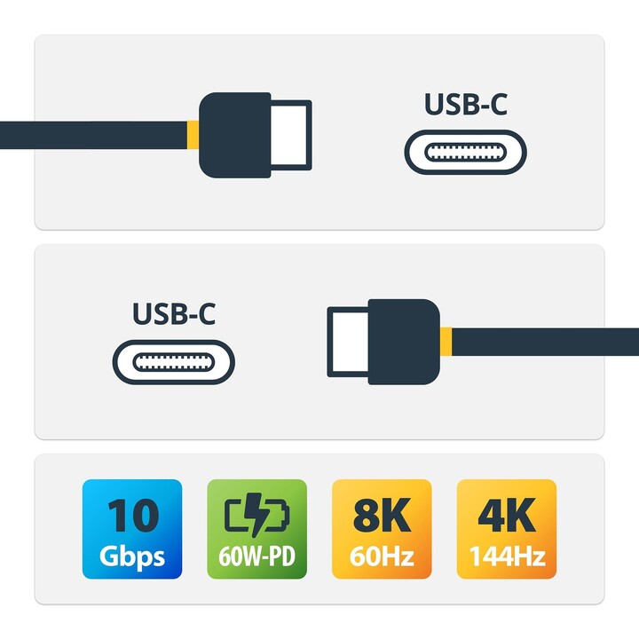 StarTech.com Cable de 1m USB-C a USB-C - USB 3.1 (10Gbps) - 4K - USB-IF - de Carga y Sincronización - Cable USB Tipo C a USB Tip
