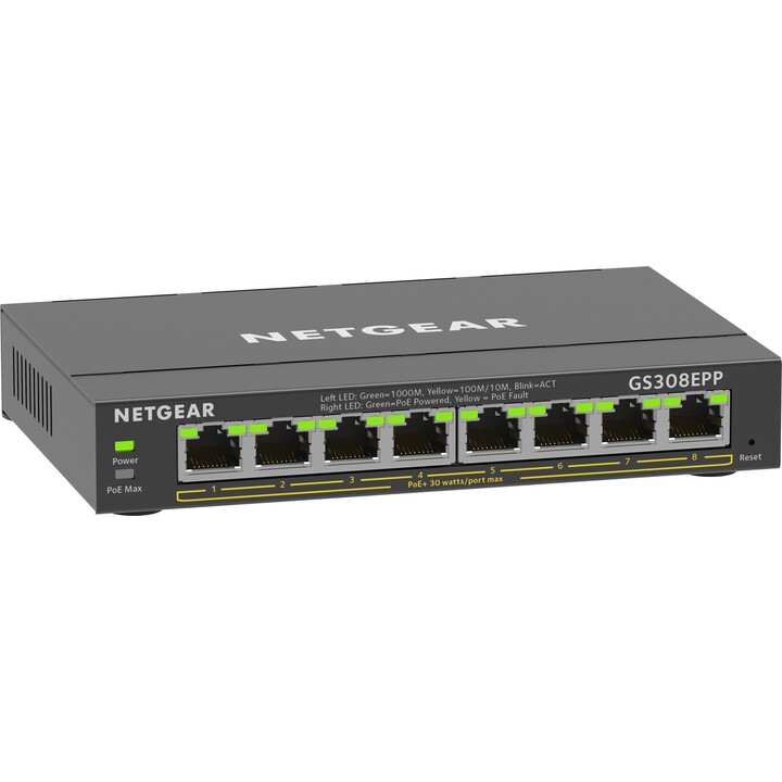 NETGEAR Plus GS308EPP switch Gigabit Ethernet PoE+ de 8 puertos negro