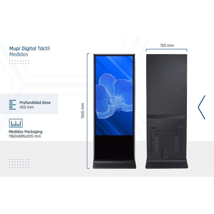 Pantalla táctil interactiva Iggual Orchid TI-55 con RK3576, 4 GB, 64 GB, Wi-Fi 6, Android 14, color negro, IGG320303