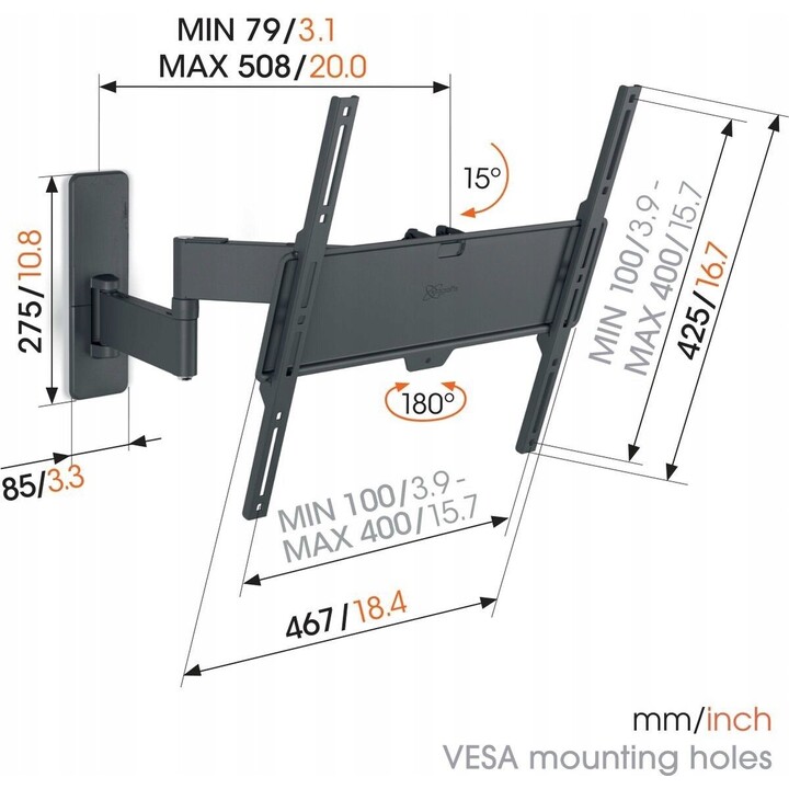 Vogels TVM 1443 TV-Wandhalterung 400 x 400, bis zu 25 kg, 1814430