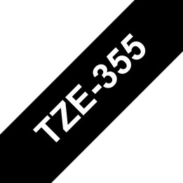Brother TZE-355 fita de rotulagem preta sobre branca 24 mm x 8 m