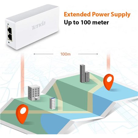 POE INJECTOR TENDA POE30G-AT - 2X GIGABIT-ANSCHLUSS - 30 W - BIS ZU 100 M MIT CAT-KABELN. 5E / 6 - PLUG AND PLAY