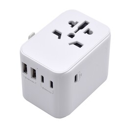 EWENT UNIVERSAL MULTI PLUG ADAPTER + 2X USB + 3X USB-C WHITE