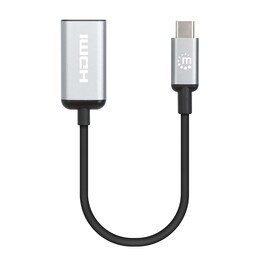 Manhattan 153706 cavo adattatore video 0,15 m USB Tipo C HDMI Nero, Argento