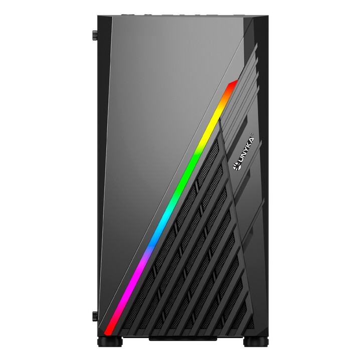 Unyka Mini Glayze Micro ATX Gaming Case Front LED ARGB Tempered Side Glass USB 3.0 Rear Vent ARGB 120mm 1-3.5 1