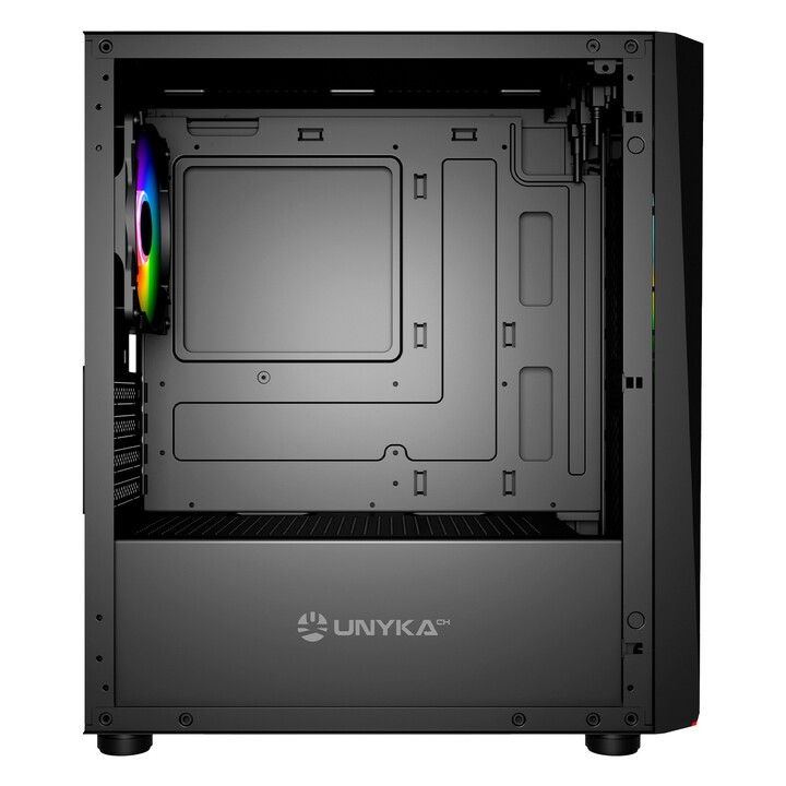 Caja micro atx gaming unyka mini glayze led frontal argb cristal lateral templado usb's 3,0 vent trasero argb 120mm 1-3,5 1