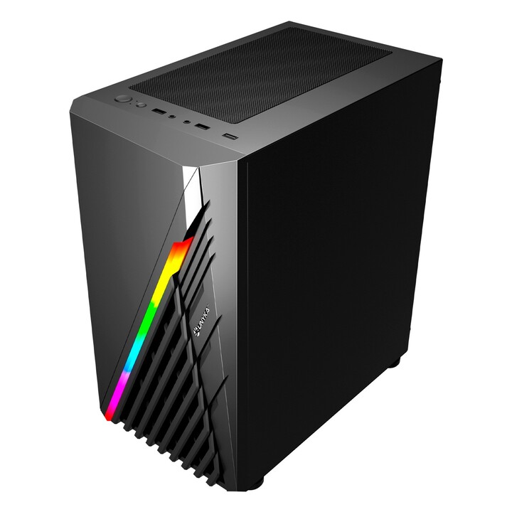 Caja micro atx gaming unyka mini glayze led frontal argb cristal lateral templado usb's 3,0 vent trasero argb 120mm 1-3,5 1