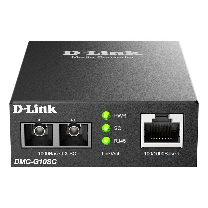 Singlemode media converter 100/1000 base-t to 1000 base-lx (sc) 10km power 5v
