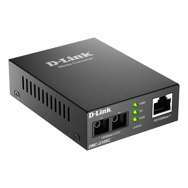 Convertisseur de média monomode 100/1000 base-t vers 1000 base-lx (sc) 10 km alimentation 5v