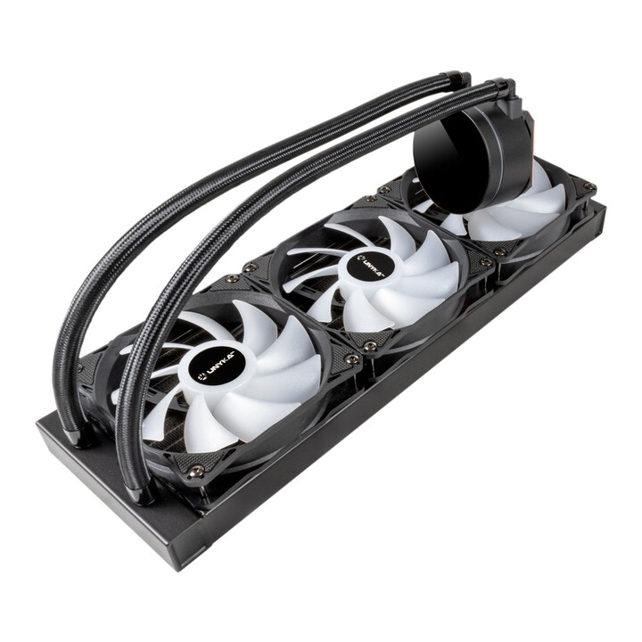 Unyka uk353101 aquastorm 360 black 3x vent liquid cooling system. 120mm 1800 rpm argb display intel amd