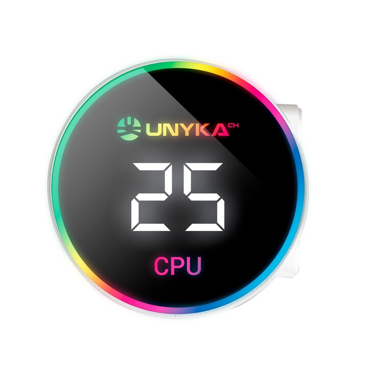 Unyka uk353101 aquastorm 360 sistema di raffreddamento a liquido bianco 3x sfiato. Schermo argb da 120 mm e 1800 giri/min Inte
