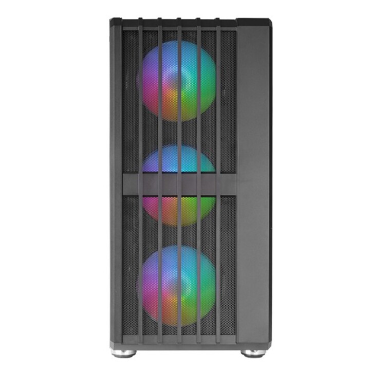 Boîtier ATX moyen tour Mars Gaming McVault avec 4 x 120 mm Argb, 3 x PCI, façade en maille verticale, noir