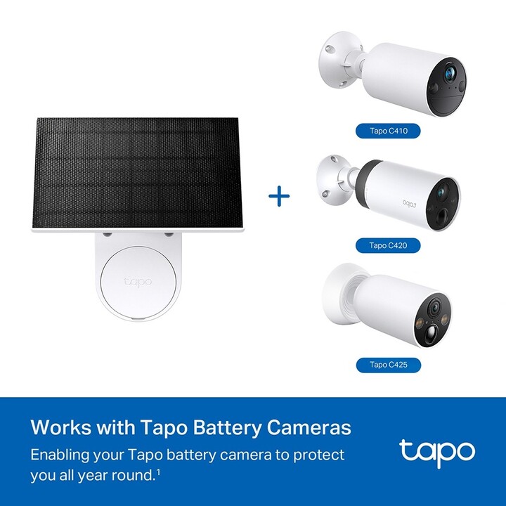 TP-Link Tapo A201 Solarpanel, 4 m Kabel, einstellbarer Winkel, IP65-Schutz, kompatibel mit Kameras