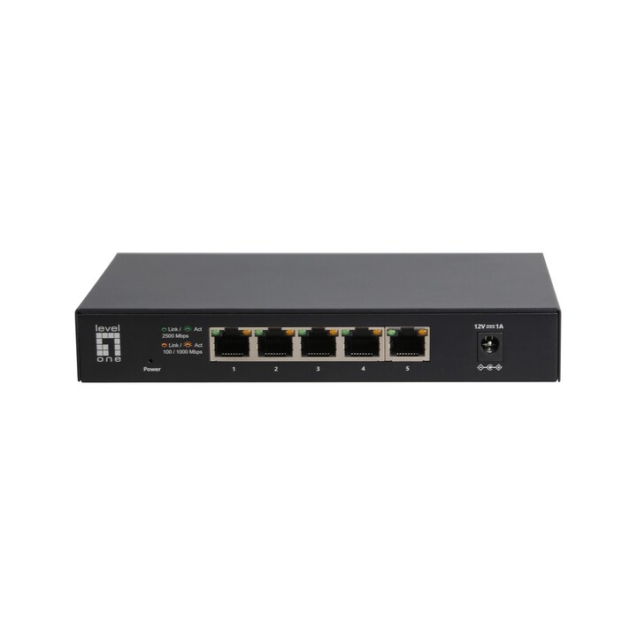 Switch non gestito Level One GEU-0525 5p 2.5GBE, contenitore metallico montato su rack