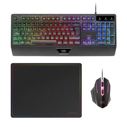 Mars Gaming MCP124ES RGB H-Mech Keyboard Mouse and Mat, Huano RGB 3200 DPI Mouse, Mouse Pad